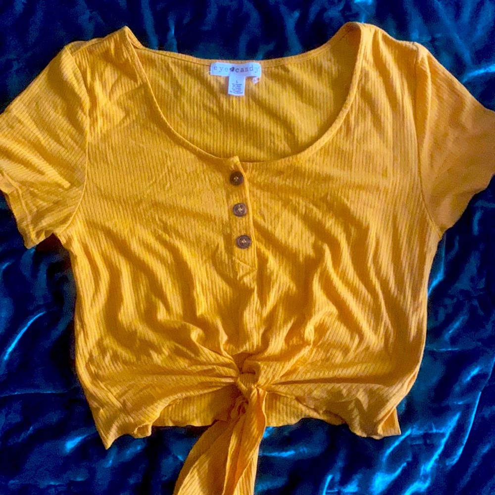 Yellow Crop Top with Tie